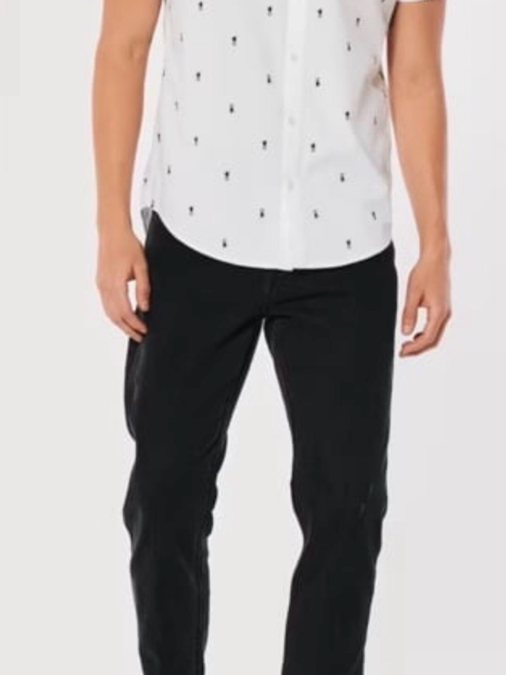 Hollister White Shirt Men’s Size Small Pineapple Hawaiin Cotton Button Up
